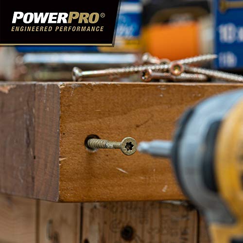 Power Pro Premium Exterior Wood Screws, 9 x 3", 5 lb Bucket of Screws, Exterior Epoxy Coated, Bronze, 417 Pieces