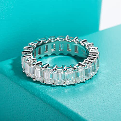 AnuClub Princess Cut Moissanite Eternity Ring 4cttw D Color VVS1 Lab Created Diamond Sterling Silver Eternity Wedding Band Ring, Christmas Gift for Women with Certificate(9)