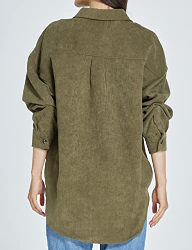 SSLR-Womens-Corduroy-Shacket-Jacket-Oversized Button Down Shirts Long Sleeve Causal (Small, Caramel)