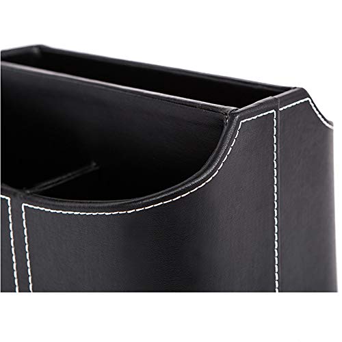 PU Leather Remote Control Holder Rotate 360 degrees Desk Organizer Storage Box for Remote Caddy,TV Guide, Mobile Phone, Pen,Stationery and Media Storage,Bedside Table Organizer(Black)