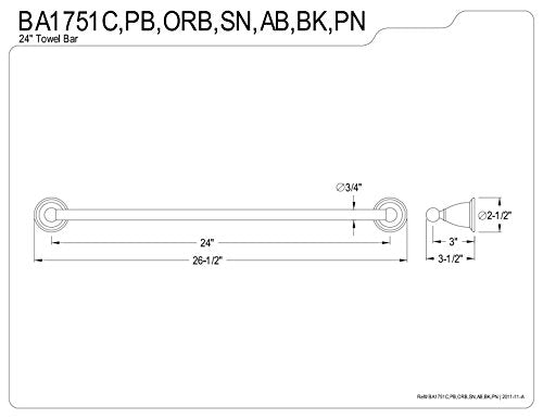 Kingston Brass BAK175148C Heritage Bathroom Hardware Set, 24"L, Polished Chrome