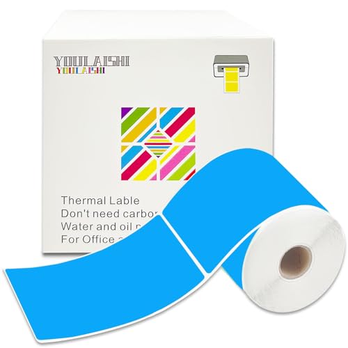YOULAISHI 3 X 5 Inch Printable Rectangle Color Coding Labels, 300 Per Roll Adhesive Color Coding Stickers for Bar-Codes, Address, Small Business Labeling, Inventory, Fluorescent Blue