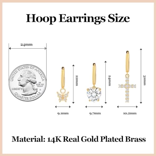 Poxtex Small Gold Huggie Hoop Earrings Set for Women, Hypoallergenic 14K Real Gold Plated Stack Cartilage Earring, Earrings Sets for Multiple Piercing Lightweight Mini Thin Cute Dainty Trendy Clip On Jewelry