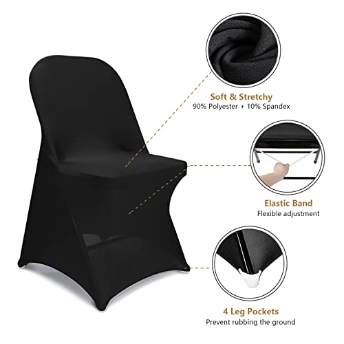 ManMengJi Spandex Folding Chair Covers, Folding Chair Covers 12 PCS Light Yellow, Universal Fitted Banquet Chair Slipcovers for Wedding Party Event