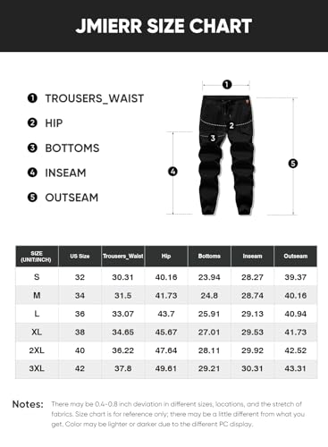 JMIERR Men's Fashion Cargo Pants - Casual Cotton Tapered Stretch Twill Chino Athletic Joggers Sweatpants Lightweight Drawstring Workout Trousers with Pockets for Men, US 34(M), 1 Black