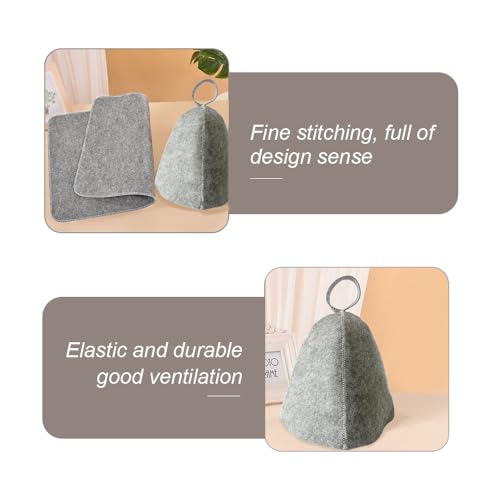 YidaSouko Sauna Hat Natural Felt Bucket Hat, Soft Sauna Cap for Hot Dry Steam Room Bath (Gray Bucket Hat)