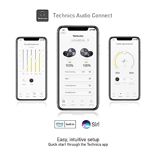 Technics HiFi True Wireless Multipoint Bluetooth Earbuds with Advanced Noise Cancelling, Impressive Call Quality Using JustMyVoice Technology, Alexa Built in, EAH-AZ60-K (Black)