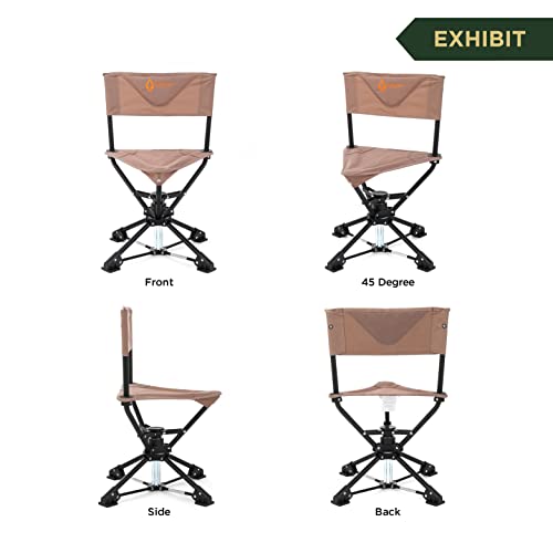 ARROWHEAD OUTDOOR 360° Degree Swivel Hunting Chair Stool Seat, Perfect for Blinds, No Sink Feet, Supports up to 450lbs, Carrying Case, Steel Frame, Fishing, High-Grade 600D Canvas, USA-Based Support