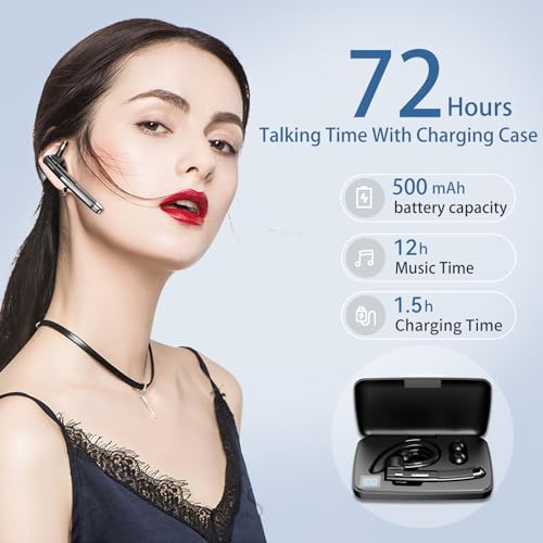 WMWYMX Bluetooth Headset, Bluetooth Wireless Earpiece with mic Trucker Headset for Phone Case Office Phones with Built-in Microphone Manos Libres Noise Cancelling