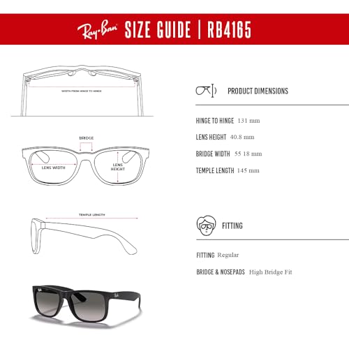 Ray-Ban RB4165 JUSTIN 601/8G 51M Rubber Black/Grey Gradient Sunglasses For Men+ BUNDLE with Designer iWear Care Kit