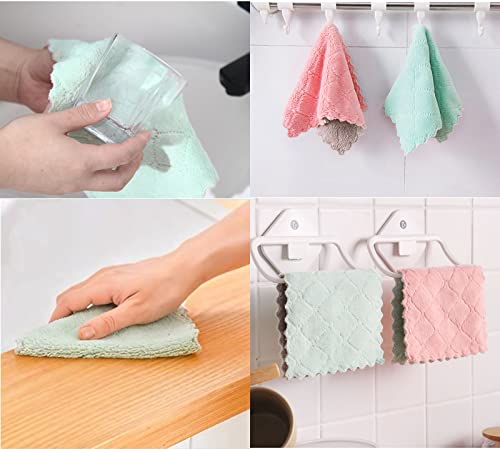 10 Pack Kitchen Cloth, Microfiber Dish Towels Washcloths, Super Absorbent Coral Velvet Dishtowels, Premium Cleaning Cloths,Non-Stick Oil Quick Dry Dish Towels, Soft Tea Towels, Table Cleaning Cloths.