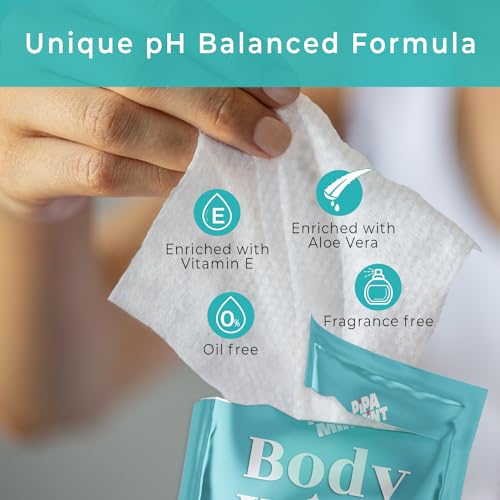 Shower Wipes, PiPA MiNT 40 Individually Wrapped Body Wipes for Women and Men, Mini Travel Essentials, After Gym Bathing Wipes, Camping Shower, Outdoors Sports, Shower Wipes for Adults No Rinse 12"x8"