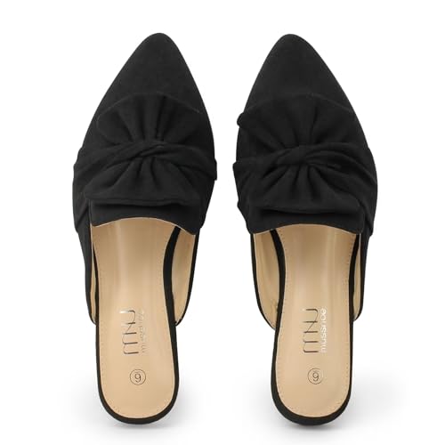 MUSSHOE Women Mules: Pointed Toe Flats - Comfortable Slip on Work Loafers for Professional Woman Aged 25-40 Casual Classic Dressy 2025, Nude Suede 11