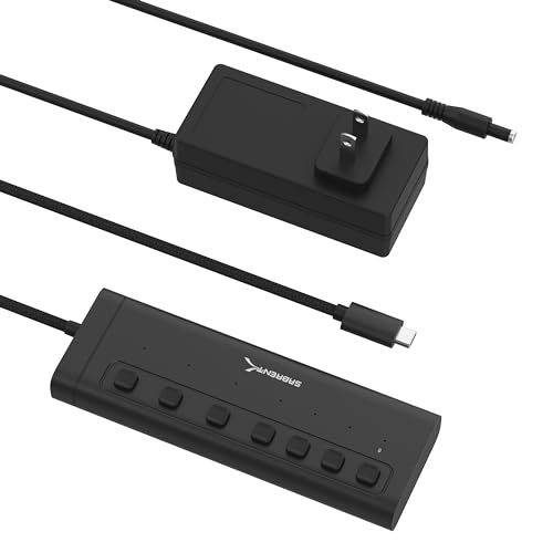 SABRENT USB C Hub 7-Port 48W Powered Hub with Switches (HB-3A4C)