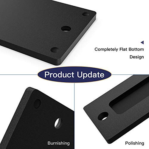 Orgerphy 7” Black Barn Door Handle Finger Pull Set (2 Packs) | Heavy Duty Modern Simple Invisible Handle for Gates Garages Sheds Barn Door, Pocket Door | with Flat Bottom Easy to Install (2 PCS)