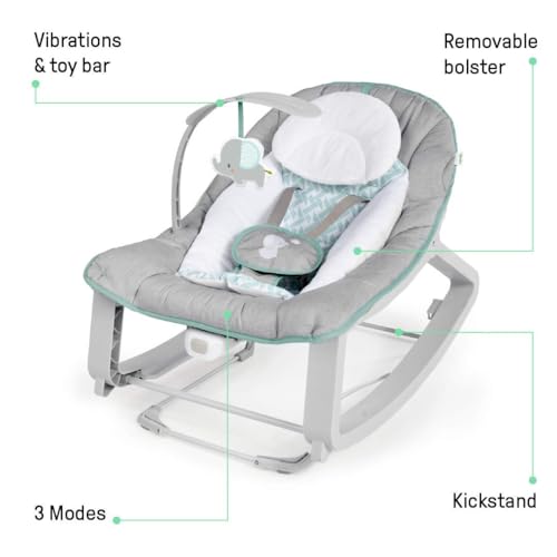 Ingenuity Keep Cozy 3-in-1 Grow with Me Vibrating Baby Bouncer, Seat & Infant to Toddler Rocker, Vibrations & -Toy Bar, 0-30 Months Up to 40 lbs (Weaver)