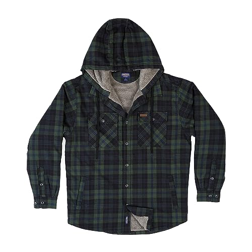 Smith's Workwear Men's Sherpa-Lined Hooded Flannel Shirt-Jacket, Blackwatch-463