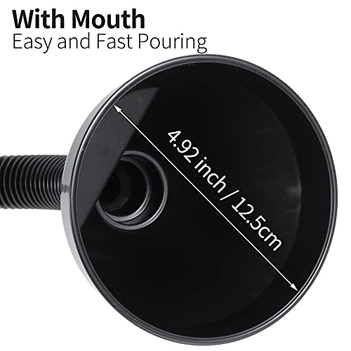 Wide Mouth Oil Funnel with Flexible Extension Nozzle Hose with Handle Mesh Screen Filter for Cars Motorcycles Engine Oil Kerosene Gasoline Gas Fuel Diesel Water Fluid Coolant Liquid Black 1PC (1)