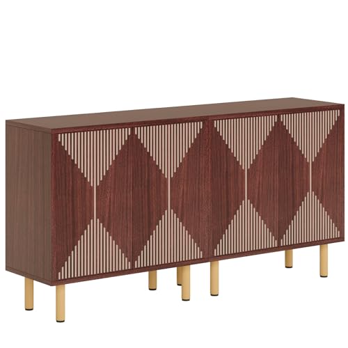 Tribesigns Modern Grey Storage Cabinet Set, Freestanding Floor Cabinet, Classic 59 inches Sideboard, Wood Buffet Cabinet with Doors, Large Storage Cabinet for Living Room, Dining Room, Garage