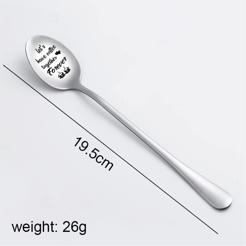 Let's Have Coffee Together Forever Spoon, Wedding Anniversay Birthday Gifts for Him Her, Valentines Day Gift for Husband Hubby Boyfriend BF Tea Coffee Spoons Teaspoons