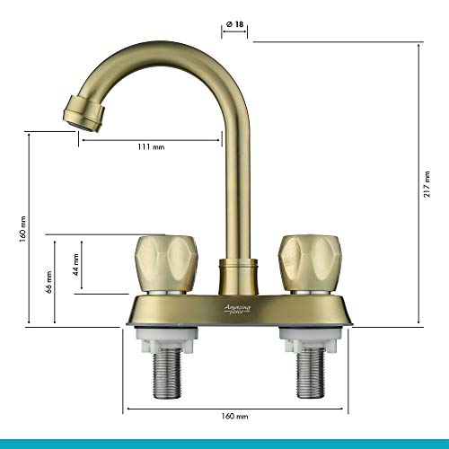 Bathroom Faucets 4 Inch Centerset Bathroom Faucet 2 Handle Faucet for Bathroom Sink with 2 and 3 Hole, Lead-Free Faucets for Bathroom Sink Vanity Rv Sink Faucet, Brushed Gold