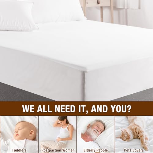 LVYSHOW Queen Mattress Protector, Waterproof Mattress Protector Queen Size, Soft Breathable Noiseless Queen Mattress Cover with Stretchable Pockets, Fitted up to 18 Inches
