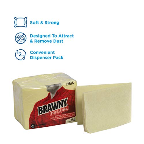 Brawny Yellow 1/8 Fold Disposable Dusting Cloth by GP PRO (Georgia-Pacific), 24" Length x 17" Width, 29616 (Case of 4 Packs, 50 Cloths per Pack)