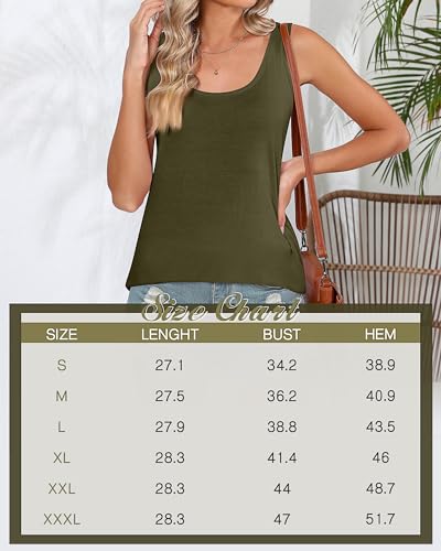Huukeay 2 Pack Women Loose Fit Tank Tops, Racer Back Sleeveless Shirts, Casual Scoop Neck Plus Size Tank Top(Dark Gray, Lake Blue, Small)
