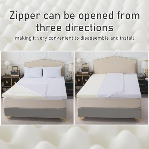 WhatsBedding 3 Inch Memory Foam Mattress Topper Twin Size with Cooling Cover, Memory Foam Bed Topper with Removable & Washable Cover Rayon from Bamboo for Back Pain (75x39x3in)