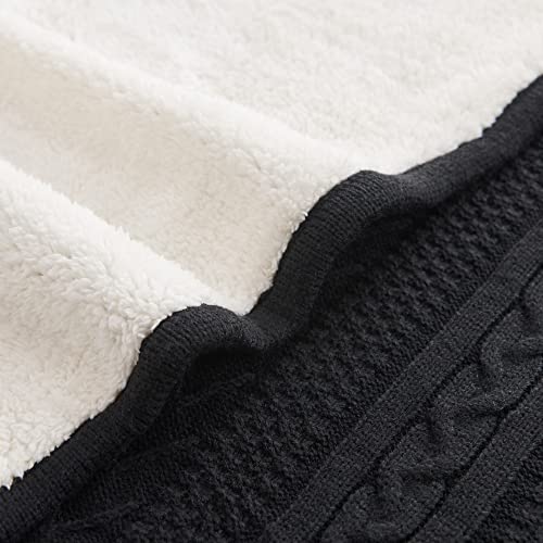 Longhui bedding Sage Green Acrylic Cable Knit Sherpa Throw Blanket - Thick, Soft, Big, Cozy Knitted Fleece Blankets for Couch, Sofa, Bed - Large 60 x 80 Inches Coverlet All Season