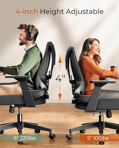CAPOT Ergonomic Office Chair 400lbs Capacity - 3.9-inche Cushion and Tall Back Computer Desk Chair Breathable Mesh - Comfortable Swivel Office Chair with Adjustable Lumbar Support