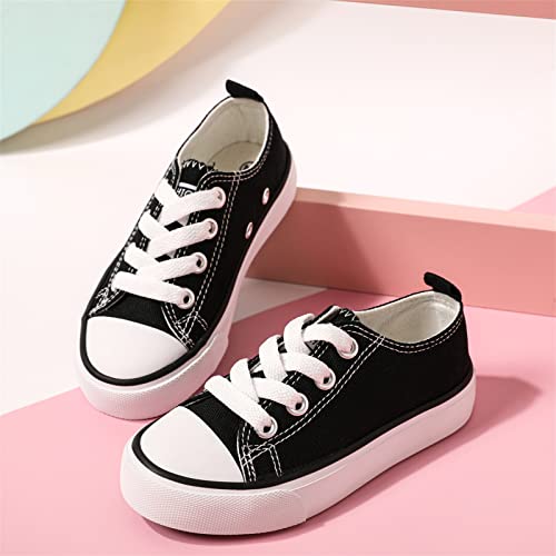 PATPAT Toddler Kid Boys and Girls Slip On Sneakers, Toddler Sneakers Little Kid Big Kid Shoes Canvas Sneaker Toddler Shoes Black