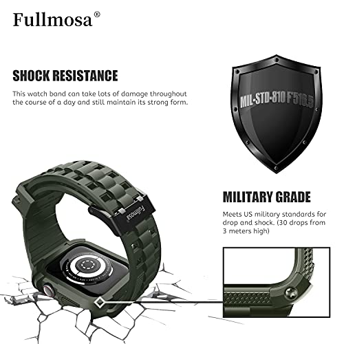 Fullmosa Watch Bands 44mm, Rugged iWatch Band Silicone with Screen Protector and Bumper Case for Men,Compatible with Apple Watch Series 6/5/4/SE 2nd Generation/SE (44mm, Red)