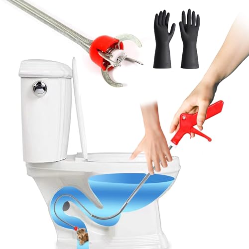 51"Toilet Snake Clog Remover,Toilet Auger Grabber Tool,Plumbing Snake for Toilet,With 4 Claws Bendable Hose Pickup Reaching Assist Tool for Grabbing Objects Blocked in Toilet Pipes and Drainage Drains