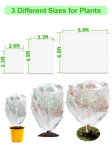 wohohoho 5 Packs Garden Plants Fruits Blueberry Protection Netting Cover Bags with Drawstring, 3.3Ft x 2.6Ft Fruit Tree Plant Netting to Prevent Blueberry Tomato Fruits Plants from Squirrel Bird Deer