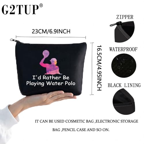 G2TUP Water Polo Player Coach Gifts Water Polo Cosmetic Bag I'd Rather Be Playing Water Polo Player Fan Team Gift (Water Polo black)