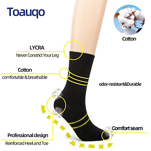 Toauqo Women's Casual Cotton Crew Sock 3-Pack Basic Pure Color Soft Comfort Socks (Coffee)