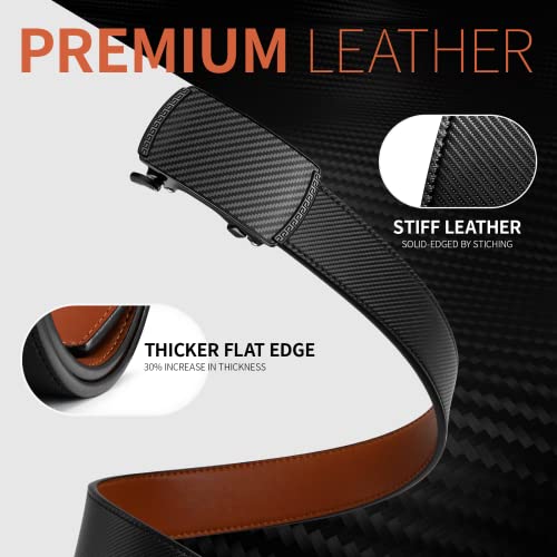 Zitahli Ratchet Belt for Men,Upgraded Tail Hidden Design mens belt Leather for Dress Pant Shirt Oxfords,Micro Adjustable 26"-32"