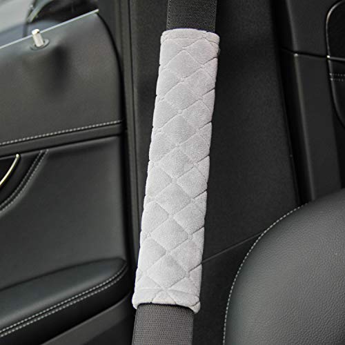 Amooca Soft Auto Seat Belt Cover Seatbelt Cushions Shoulder Pad 2 PCS for a More Comfortable Driving Compatible with All Cars Light Khaki