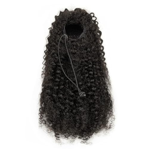 Loxxy Kinky Straight Ponytail Extensions Real Remy Human Hair For Black Women Natural Black Wrap Around Clip in Hairpieces Kinky Yaki Pony Tails Natural Black #1B 20Inch 100g