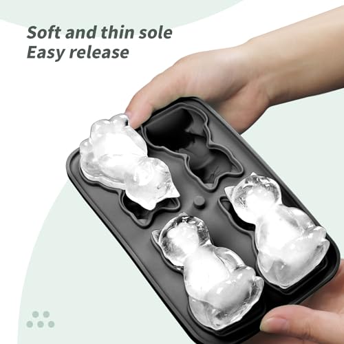 3D Kitten Ice Cube Tray,BPA-Free Ice Cube Molds,Multifunctional Chocolate Mold Great for Jelly, Candy, Whiskey, coffee,soda,Kitchen Accessaries (Black)