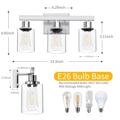DIKAIDA Farmhouse Bathroom Vanity Lights, 2-Light Rustic Bathroom Lights Fixture, Vanity Lighting, Industrial Wall Sconces, Modern Metal Wall Light for Bedroom,Living Room,Bathroom,Hallway
