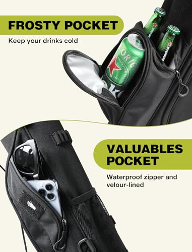 Small Golf Bag, 3 Divider Fit Up to 8 Clubs, Golf Stand Bag with Rain Cover, Easy to Carry and Durable Pitch n Putt Golf Bag, Lightweight Golf Bag with Strap and Stand for Men n Women