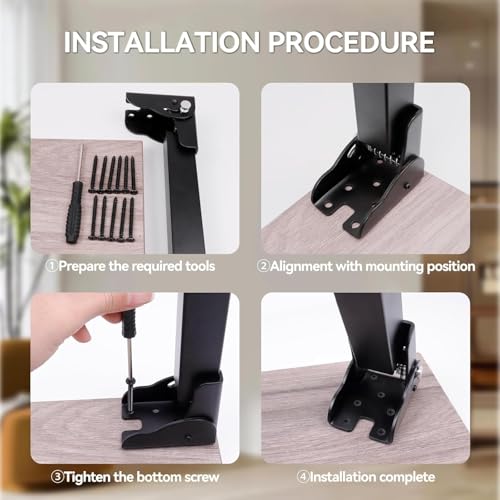 Geesatis Furniture Legs, Folding Metal Table Legs, Adjustable Replacement Desk Legs for Sofa Office Table Loveseat Dresser, with Mounting Screws, 4 Pack Black 7 inch