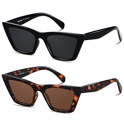 ANDWOOD Cat Eye Sunglasses for Women Polarized Cateye Frames Fashion Vintage Square Classic Retro Sun Glasses