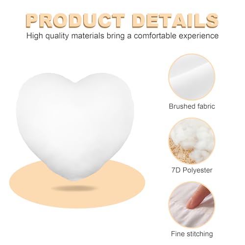 GagetElec Throw Pillows Insert,Bed and Couch Pillows,Indoor Decorative White Heart Pillows,Premium Pillows for Bed,Couch and Cushion (8 Pack, 20" X 20")