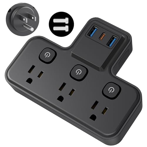 Multi Plug Outlet Extender, 1875W|15A Surge Protector Wall Outlets Extender with USB Wall Charger(1 PD20W USB C), PASSUS Multiple Plug Expander Splitter for Home Office Dorm Room Essentials