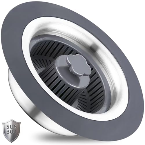 WSYLEN 3 in 1 Kitchen Sink Drain Strainer and Stopper Combo, Stainless Steel Pop Up Kitchen Sink Stopper, Sink Drain Strainer for Standard 3-1/2 Inch Drain