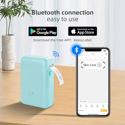 vretti Label Maker Machine with Tape, HP2 Portable Bluetooth Label Printer for Storage, Shipping, Barcode, Office, Home, Organizing Mini Sticker Label Maker with Multiple Templates (Blue)