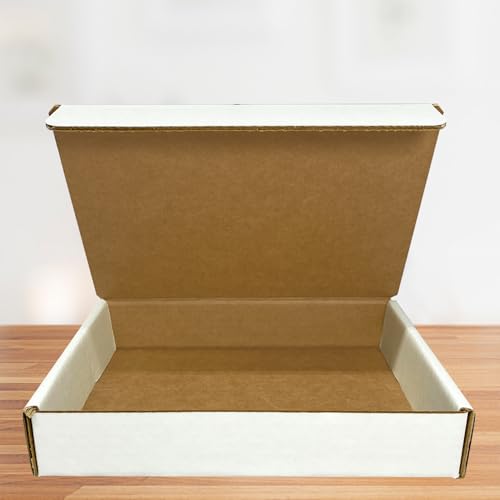 UBMOVE White & Literature Mailing Boxes, 50 Pack, 9" x 6.5" x 1.75", Crush- Proof For Mailing, Shipping & Storage, White Foldable Corrugated Cardboard Packaging